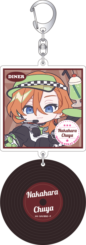 文豪ストレイドッグス_レコード風アクリルキーホルダー／中原中也　ぱすてるぽっぷ
