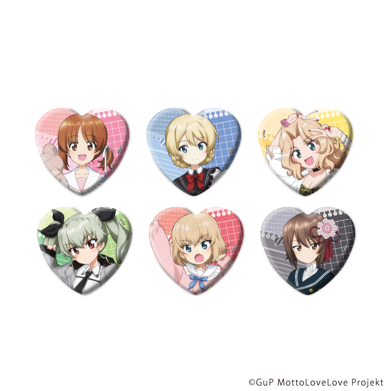 ガールズ＆パンツァー もっとらぶらぶ作戦です！_ハート型缶バッジ01/制服アレンジver. コンプリートセット(全6種)(描き下ろしイラスト)【BOX/6個入り】