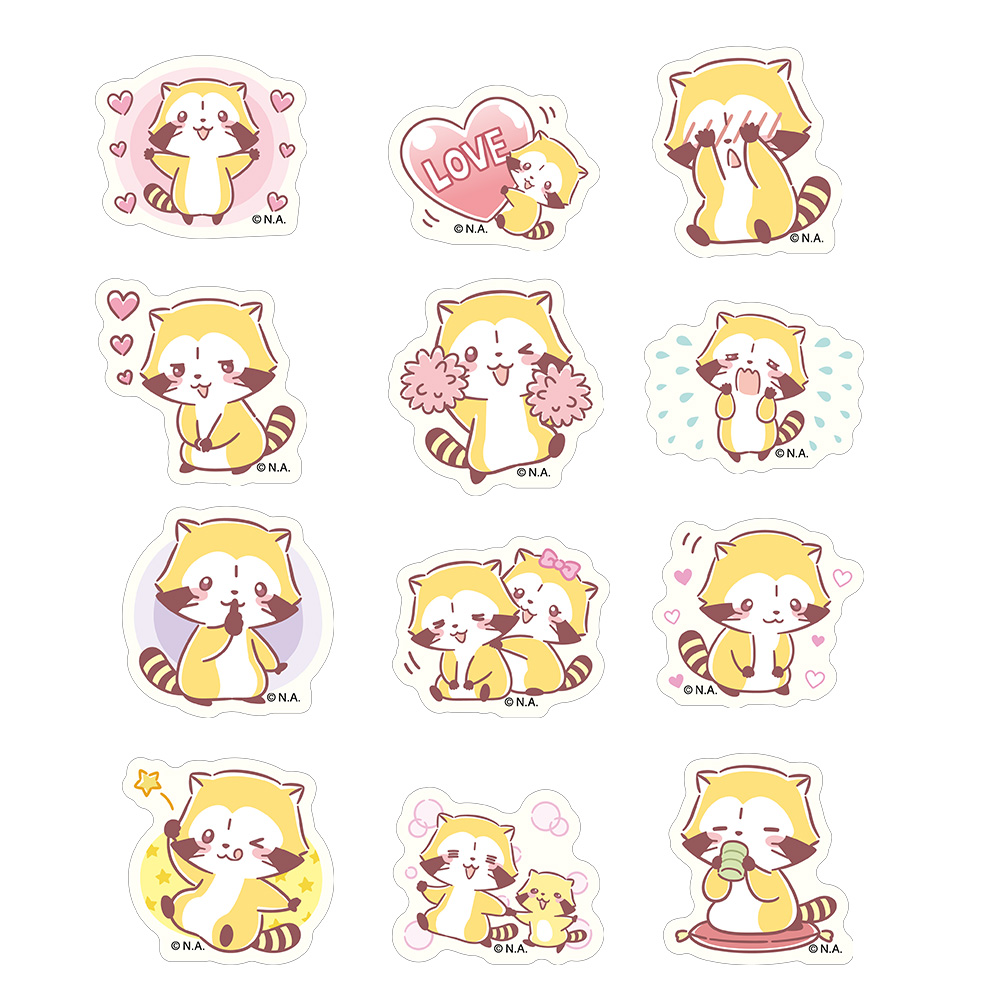 ラスカル_あまえ上手ver. フレークステッカー 【パック 12枚入り】