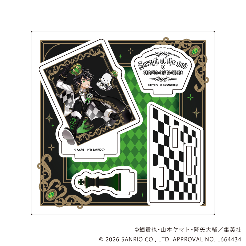 終わりのセラフ×サンリオキャラクターズ_アクリルスタンドプレート01/百夜優一郎×ポチャッコ(コラボイラスト)