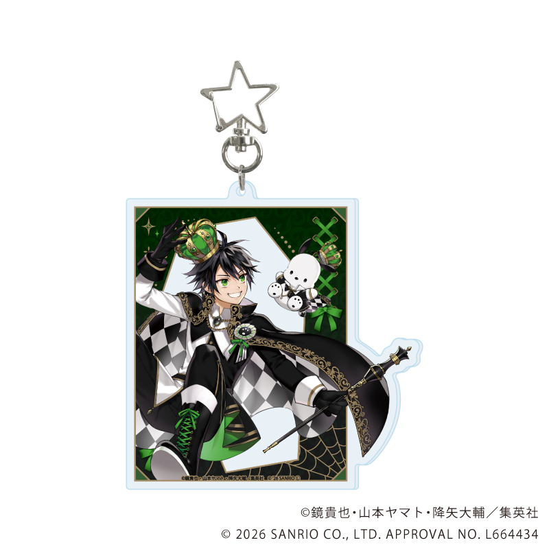 終わりのセラフ×サンリオキャラクターズ_星型ナスカン付きデカアクリルキーホルダー01/百夜優一郎×ポチャッコ(コラボイラスト)
