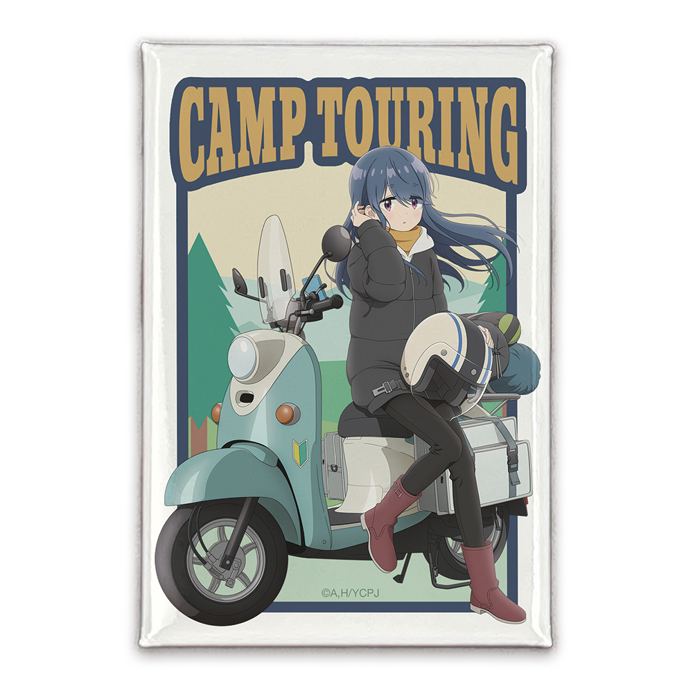 ゆるキャン△ SEASON3_描き下ろし 志摩リン スクエア缶バッジ バイクでひといきVer.