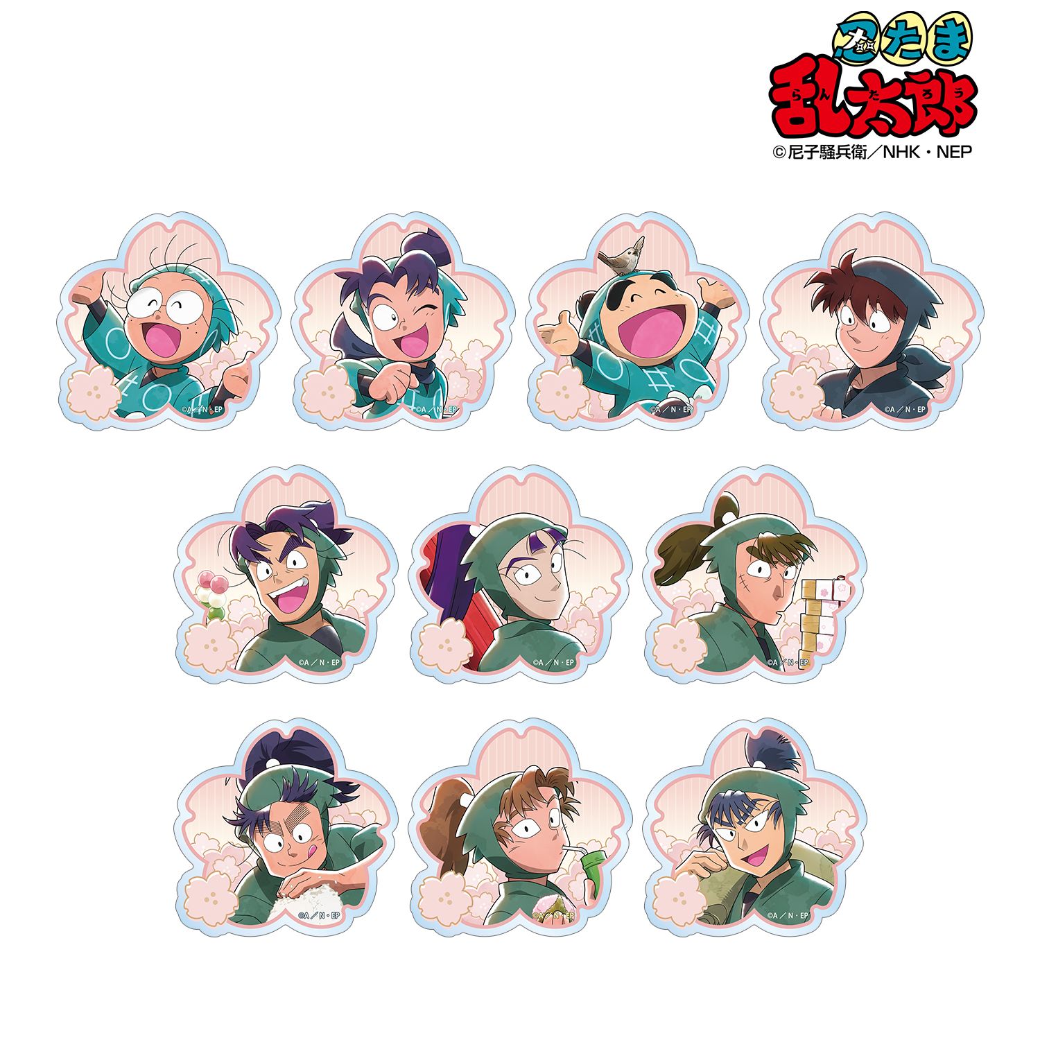 忍たま乱太郎_描き下ろし 楽しいお花見の段ver. トレーディングクリアダイカットステッカー ver.A(BOX 10個入り)(単位/コンプリートBOX)