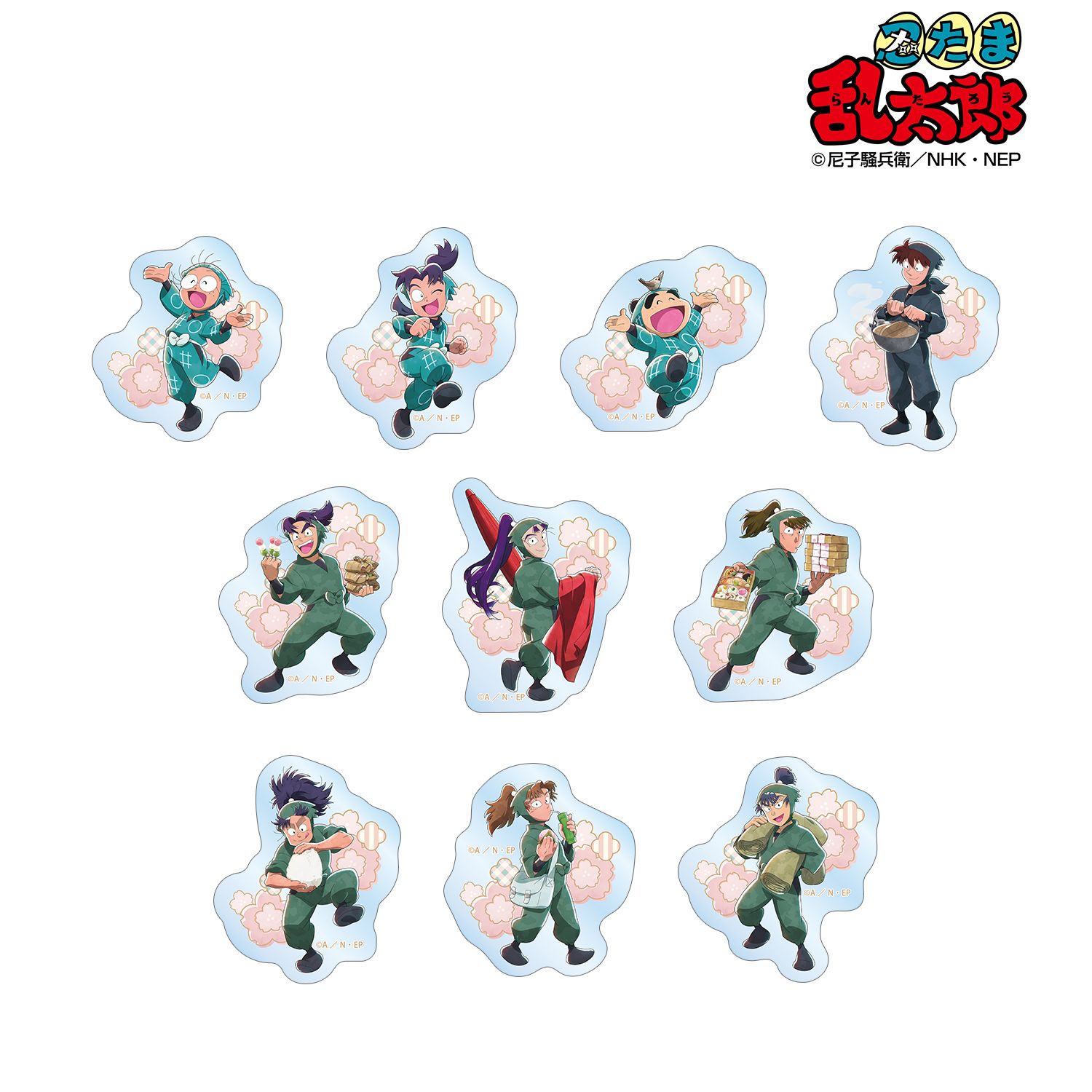 忍たま乱太郎_描き下ろし 楽しいお花見の段ver. トレーディングクリアダイカットステッカー ver.B(BOX 10個入り)(単位/コンプリートBOX)