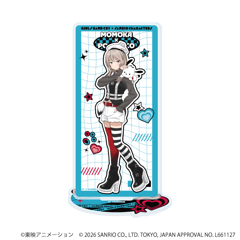 ガールズバンドクライ×サンリオキャラクターズ_アクリルスタンド11/河原木 桃香×ポチャッコ(コラボイラスト)