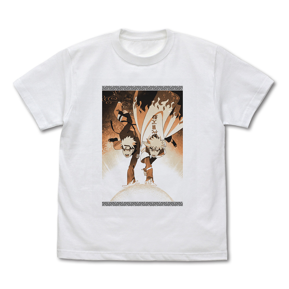 NARUTO-ナルト- 疾風伝_Mサイズ_ナルト&ミナト 『螺旋丸』 Tシャツ/WHITE