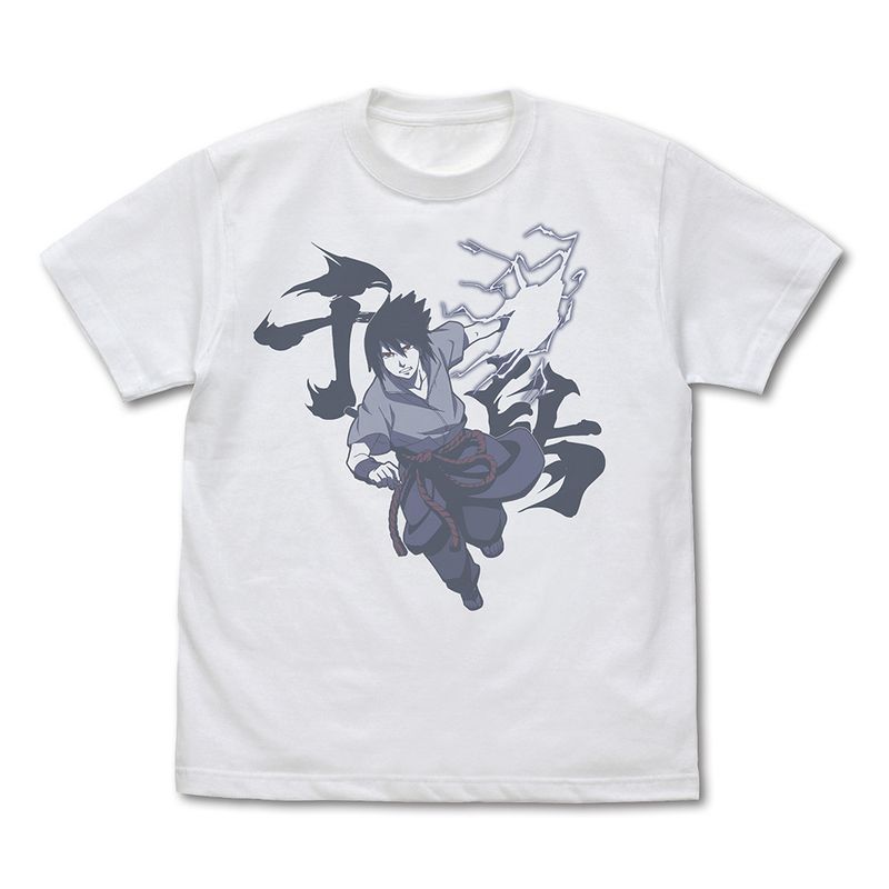 NARUTO-ナルト- 疾風伝_Mサイズ_うちはサスケ 『千鳥』 Tシャツ/WHITE