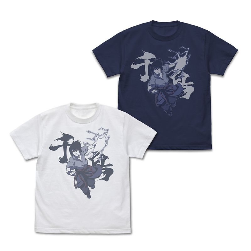 NARUTO-ナルト- 疾風伝_Mサイズ_うちはサスケ 『千鳥』 Tシャツ/WHITE