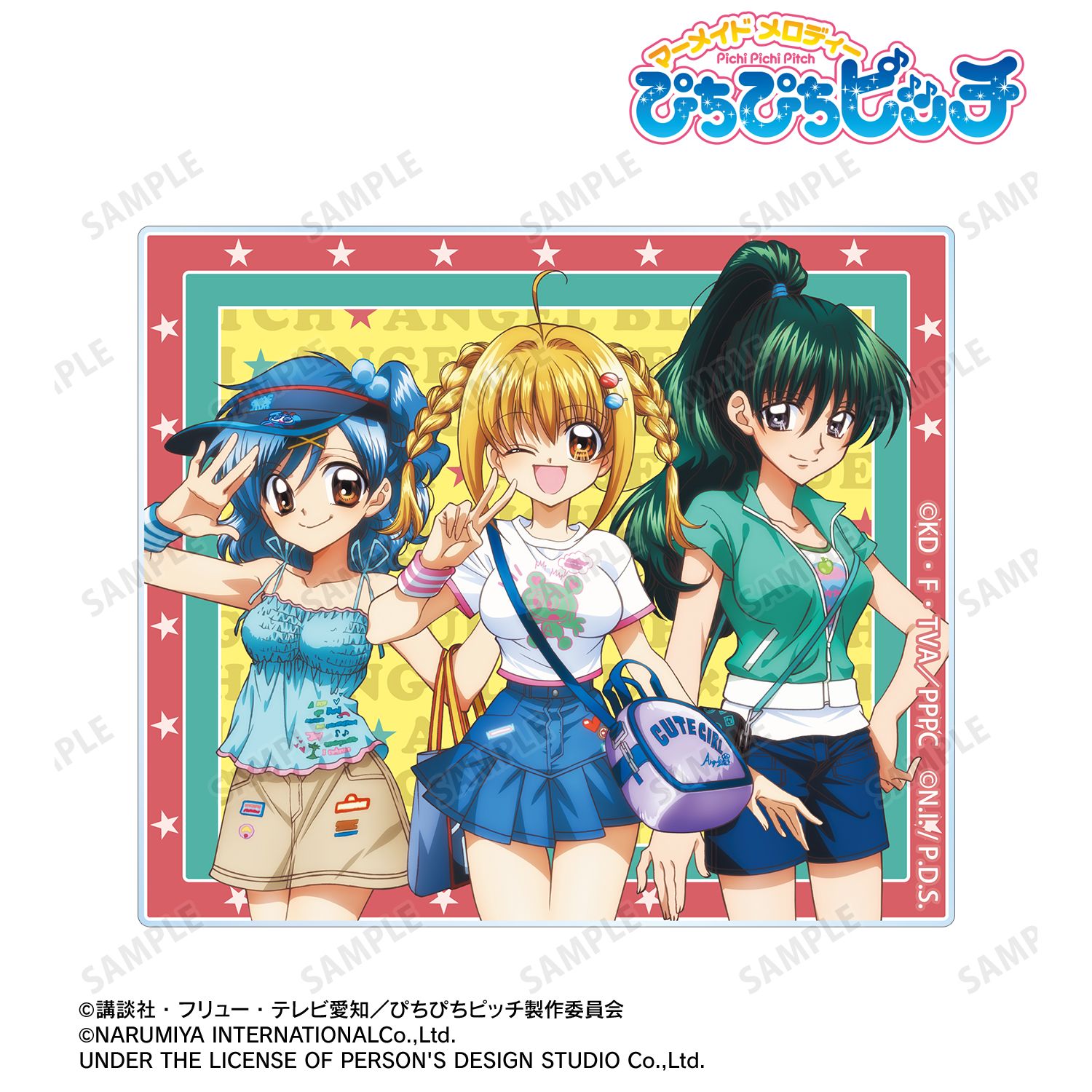 ぴちぴちピッチ_ANGEL BLUEコラボ 描き下ろし 集合 アクリルカード ver.A