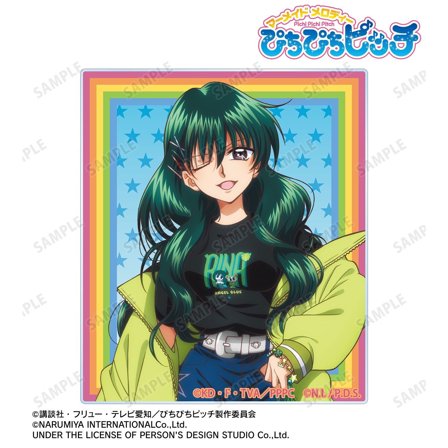 ぴちぴちピッチ_ANGEL BLUEコラボ 描き下ろし 洞院 リナ アクリルカード ver.B
