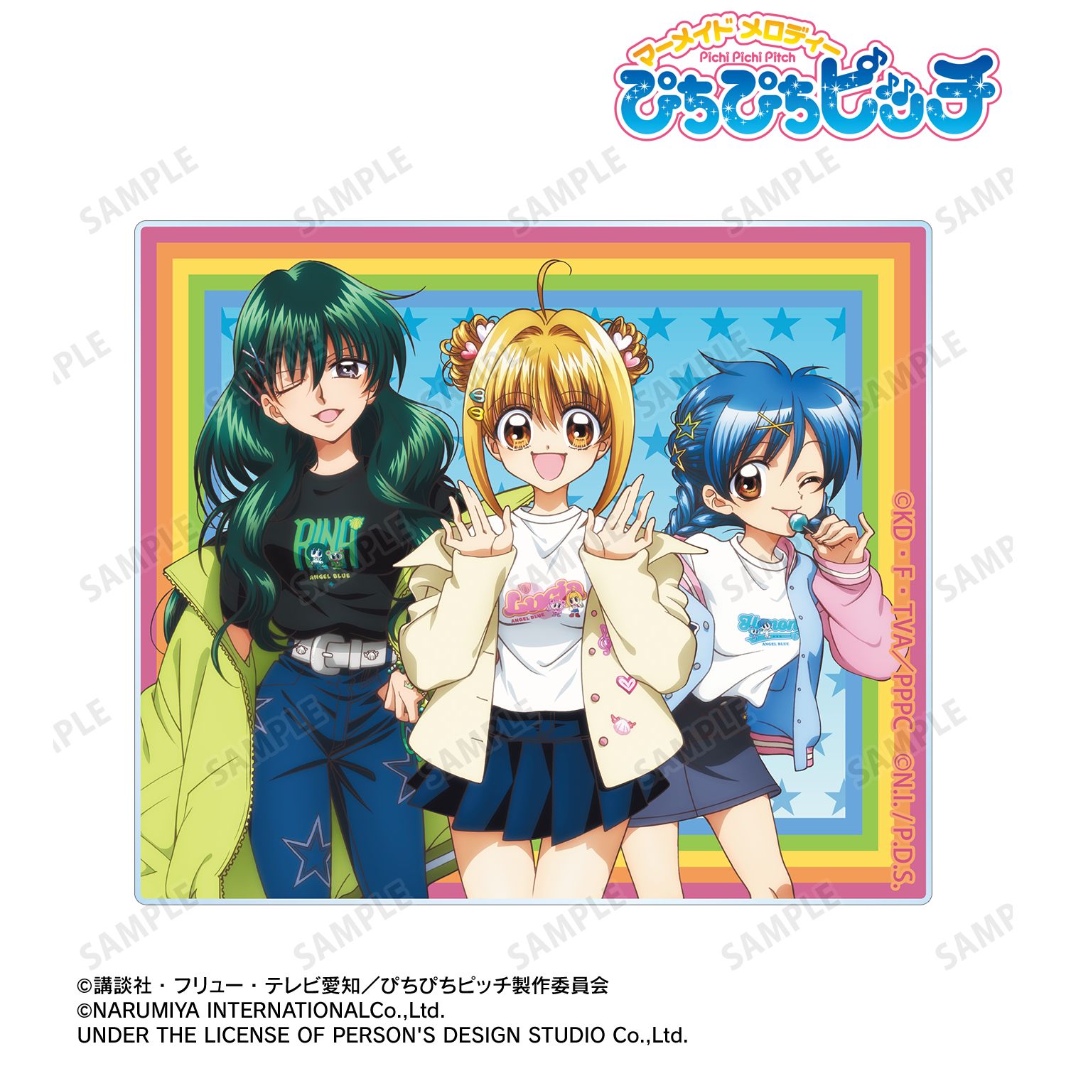 ぴちぴちピッチ_ANGEL BLUEコラボ 描き下ろし 集合 アクリルカード ver.B