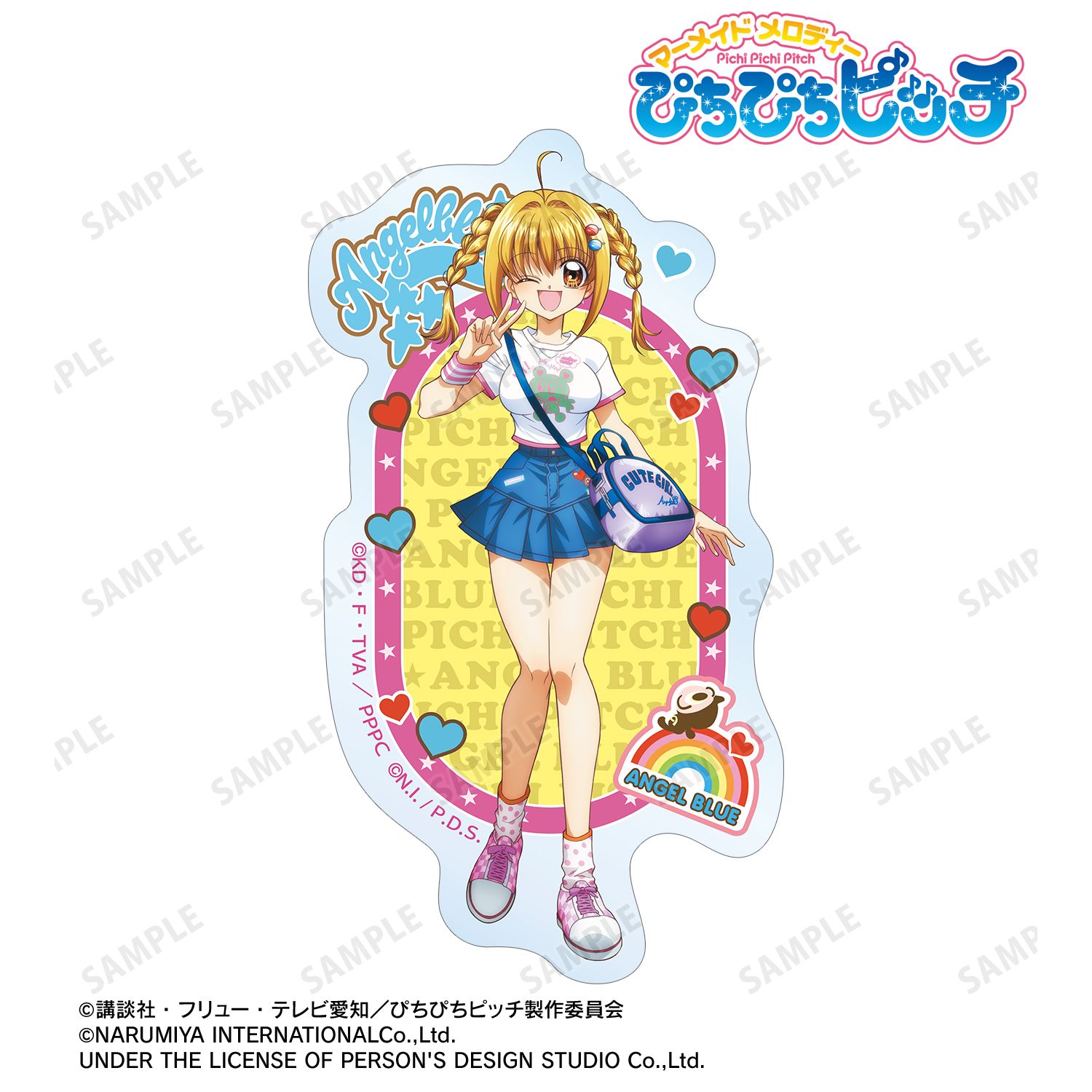 ぴちぴちピッチ_ANGEL BLUEコラボ 描き下ろし 七海 るちあ クリアダイカットステッカー ver.A