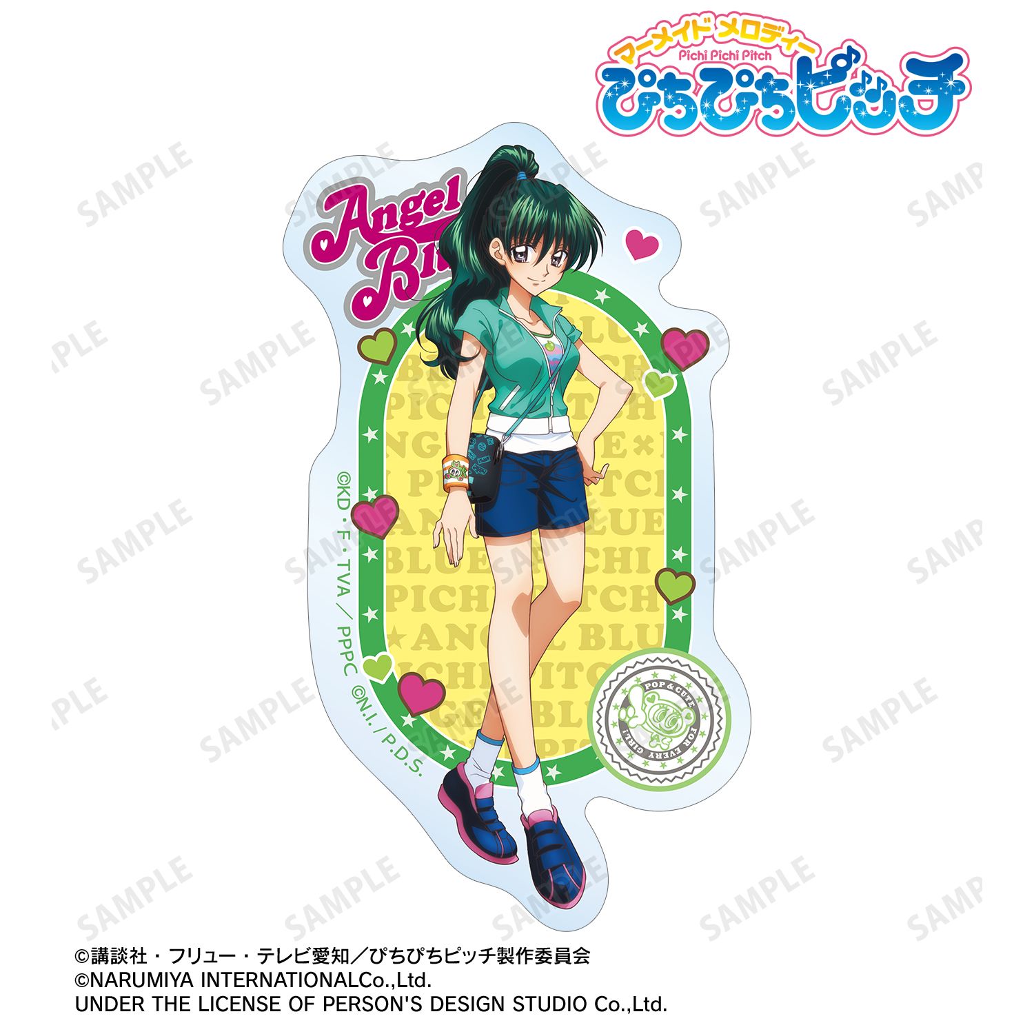 ぴちぴちピッチ_ANGEL BLUEコラボ 描き下ろし 洞院 リナ クリアダイカットステッカー ver.A