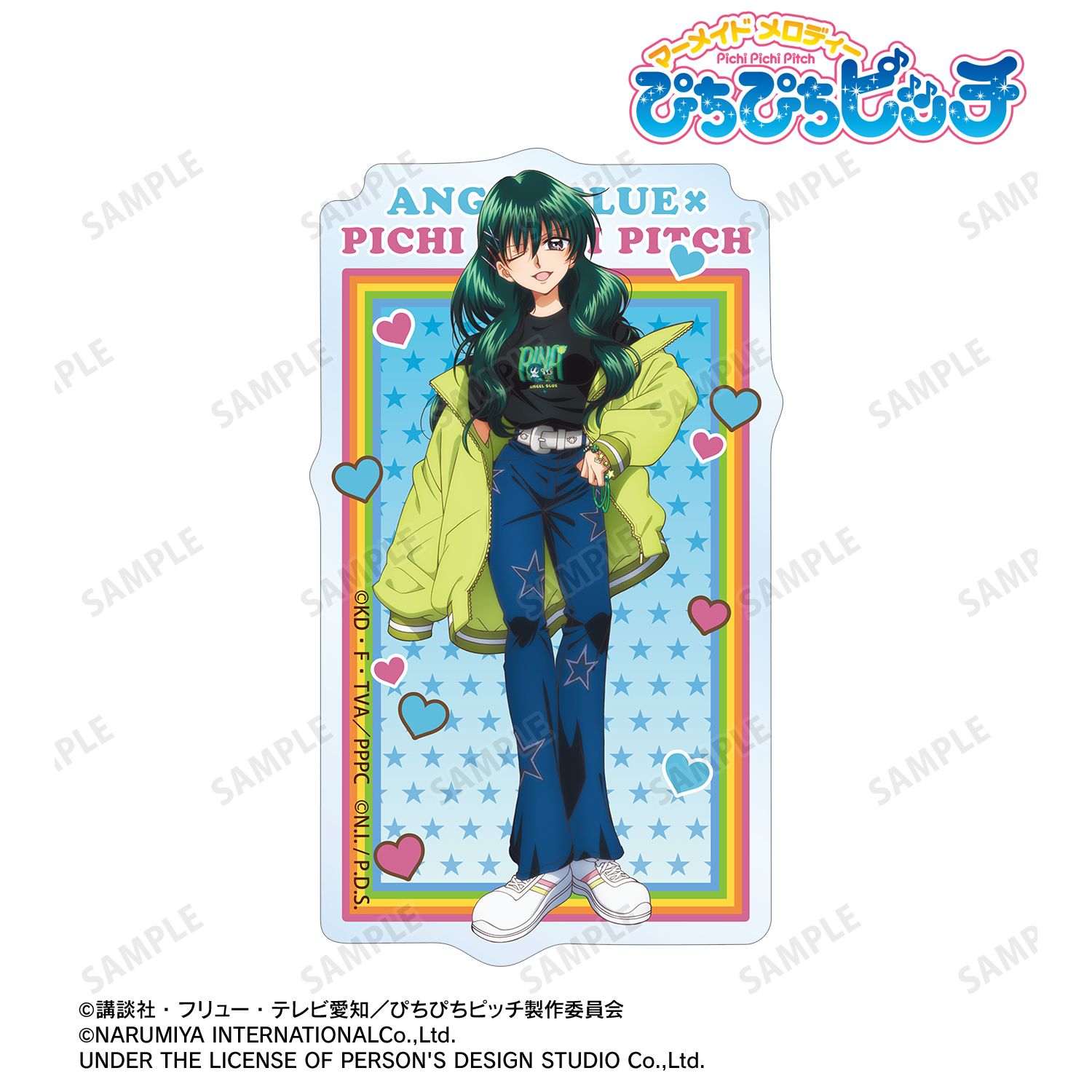 ぴちぴちピッチ_ANGEL BLUEコラボ 描き下ろし 洞院 リナ クリアダイカットステッカー ver.B