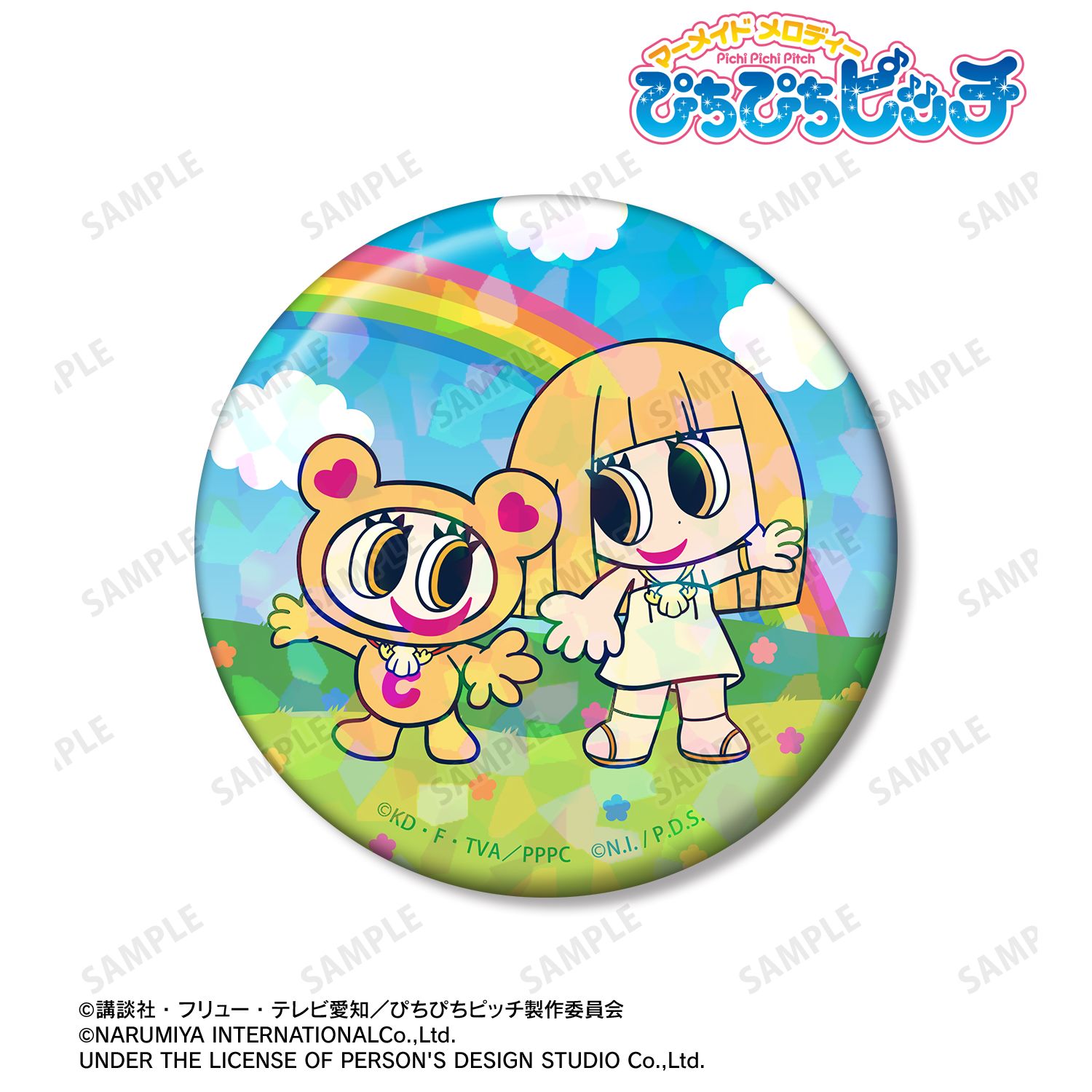 ぴちぴちピッチ_ANGEL BLUEコラボ ココ&ナカムラくん 75mmホログラム缶バッジ