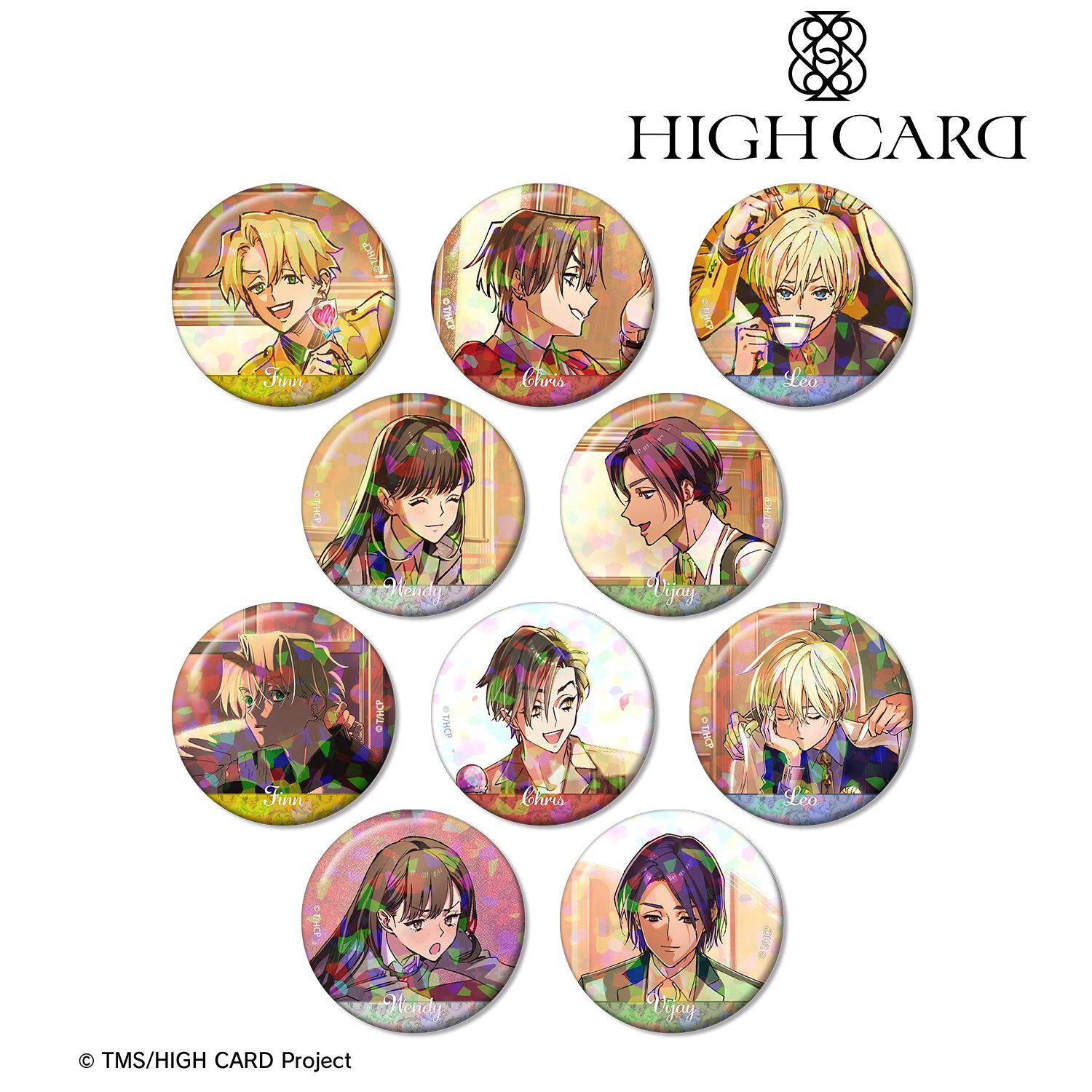 HIGH CARD ハイカード　クリス　缶バッジ　ホロ 10個セット HIGH CARD_トレーディング エンディングイラスト ホログラム缶バッジ