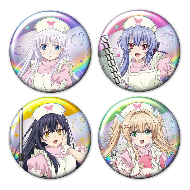 Summer Pockets character1 2019 鴎 紬 缶バッジ Summer Pockets_ホログラム缶バッジ4個セット しろは＆蒼＆鴎＆紬