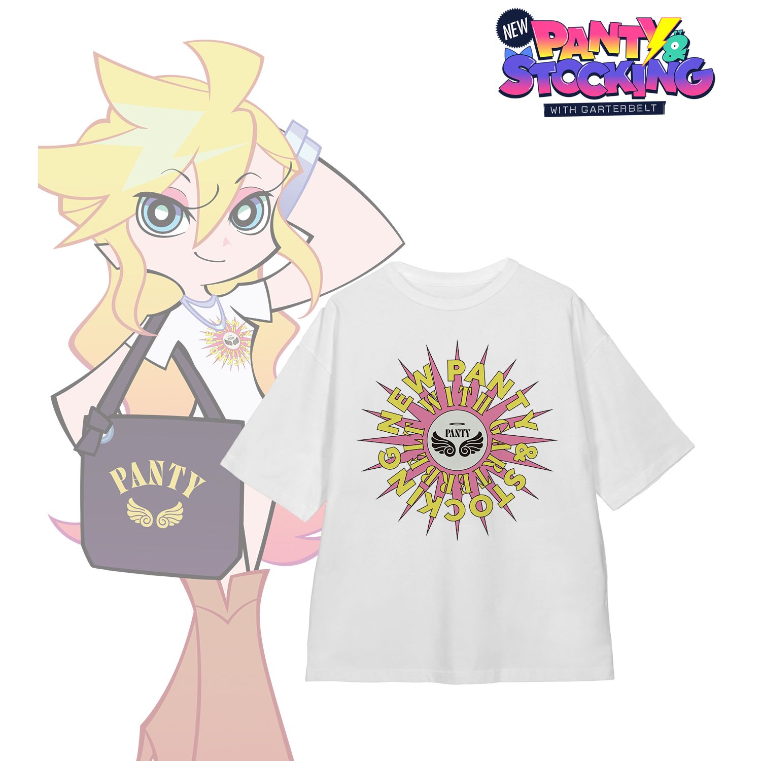 New PANTY ＆ STOCKING with GARTERBELT_(サイズ/S)_描き下ろし パンティ モデルver. 着用BIGシルエットTシャツ Aユニセックス