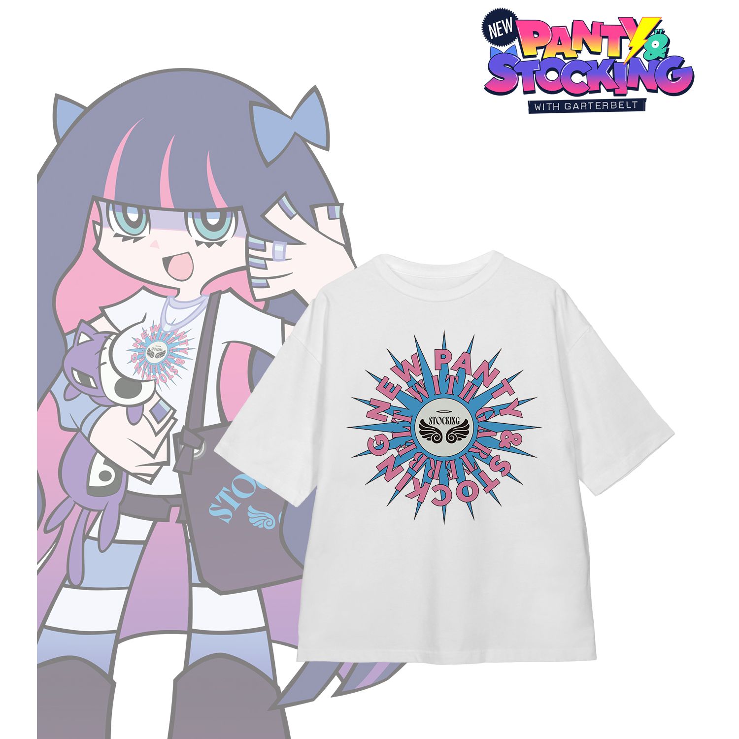 New PANTY ＆ STOCKING with GARTERBELT_(サイズ/XL)_描き下ろし ストッキング モデルver. 着用BIGシルエットTシャツ Aユニセックス