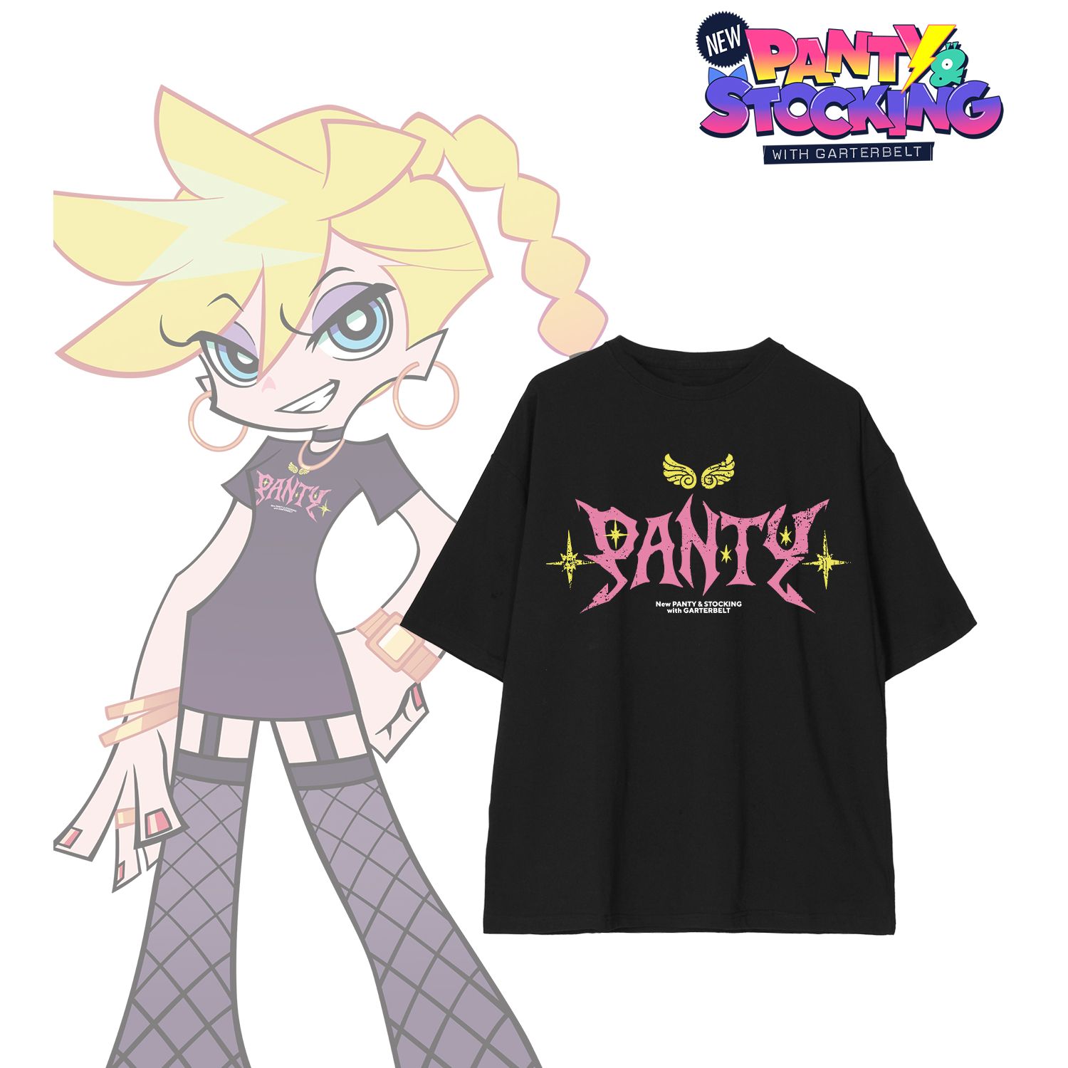 New PANTY ＆ STOCKING with GARTERBELT_(サイズ/L)_描き下ろし パンティ モデルver. 着用BIGシルエットTシャツ Bユニセックス