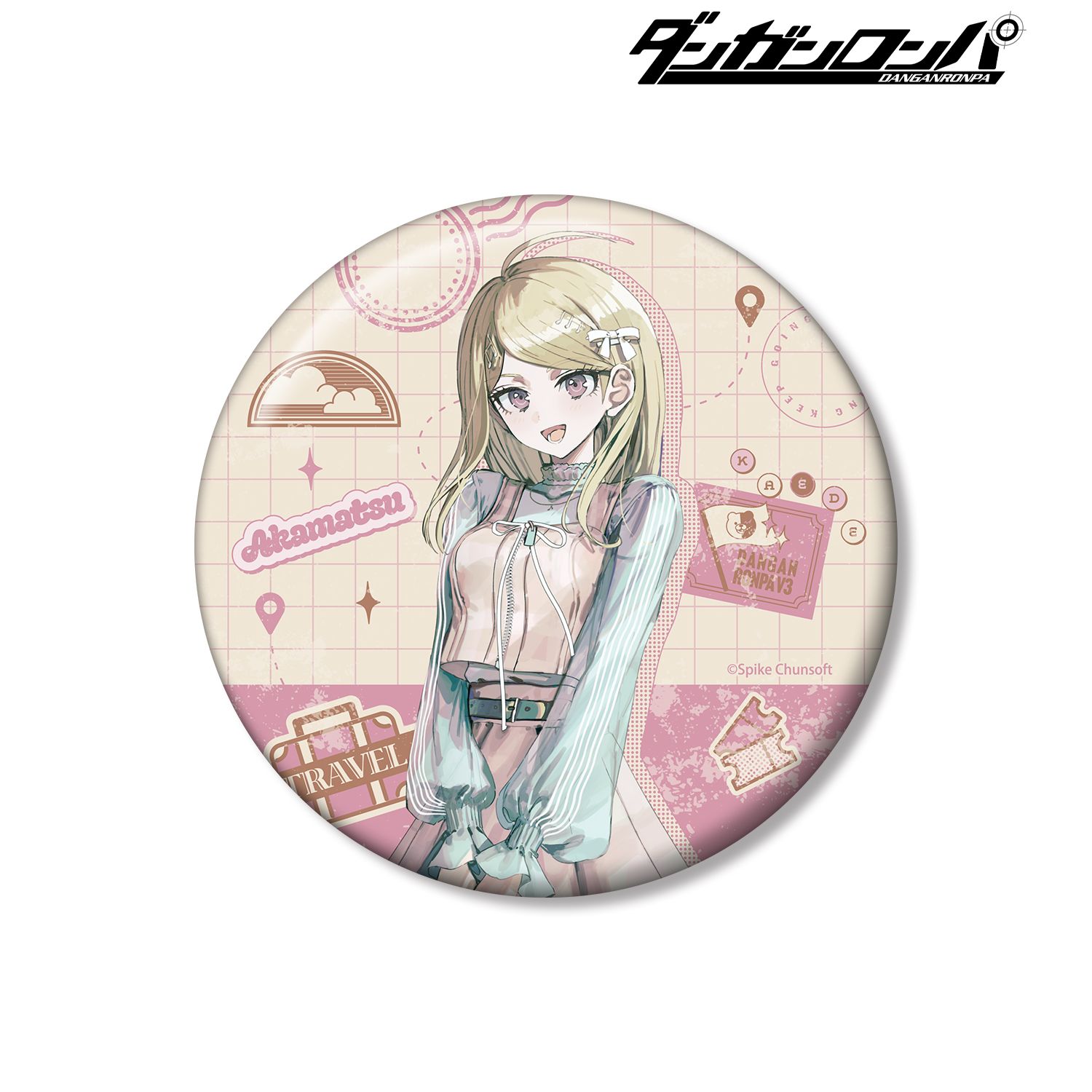 ダンガンロンパシリーズ_緜さんイラスト 赤松楓 私服で旅行ver. 100mm缶バッジ