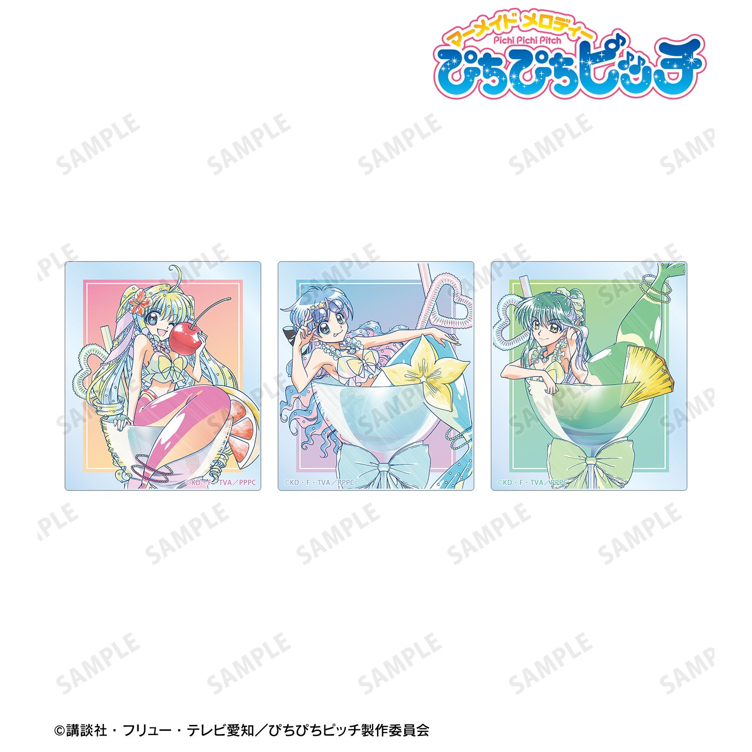 ぴちぴちピッチ_描き下ろし カクテルグラスver. Ani-Art clear label アクリルカード3種セット ver.B