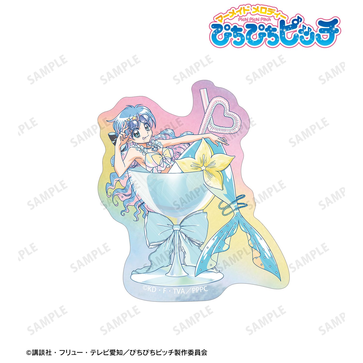 ぴちぴちピッチ_描き下ろし 波音 カクテルグラスver. Ani-Art clear label オーロラダイカットステッカー