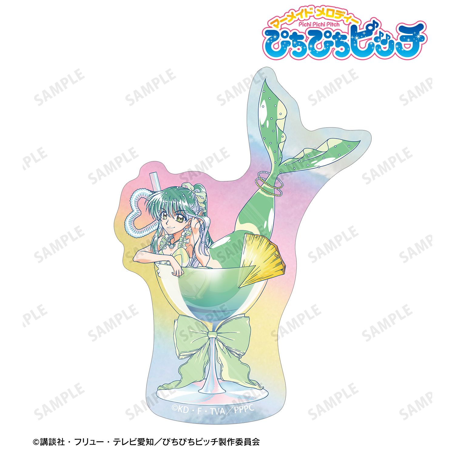 ぴちぴちピッチ_描き下ろし リナ カクテルグラスver. Ani-Art clear label オーロラダイカットステッカー