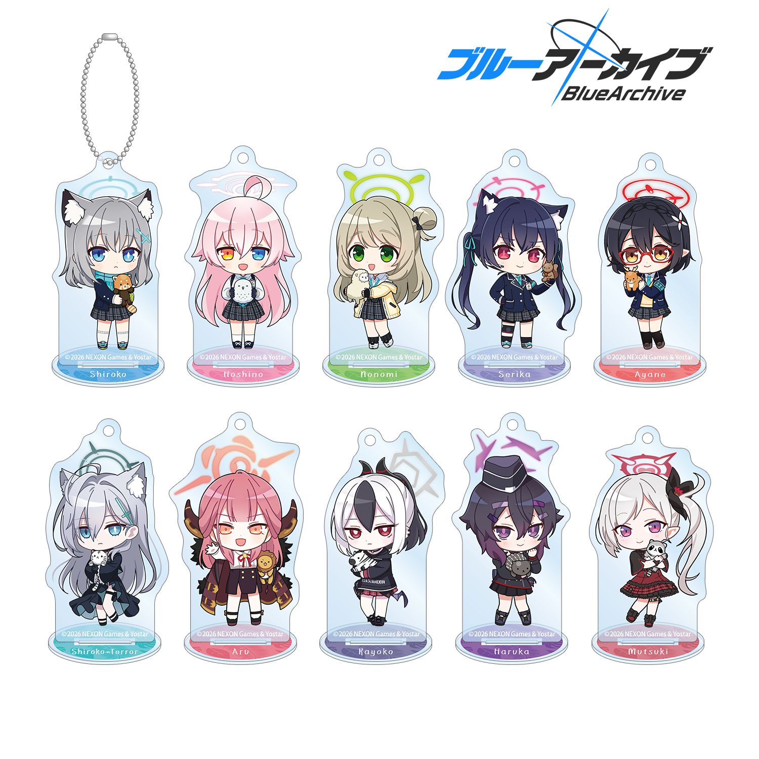 ブルー系キャラクターキーホルダー ブルーアーカイブ_トレーディング ちびキャラ アクリルスタンド