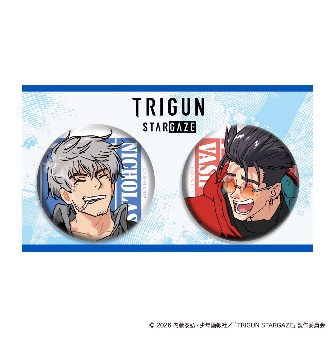 TRIGUN STARGAZE_缶バッジセット／ヴァッシュ＆ニコラス 完結記念ver