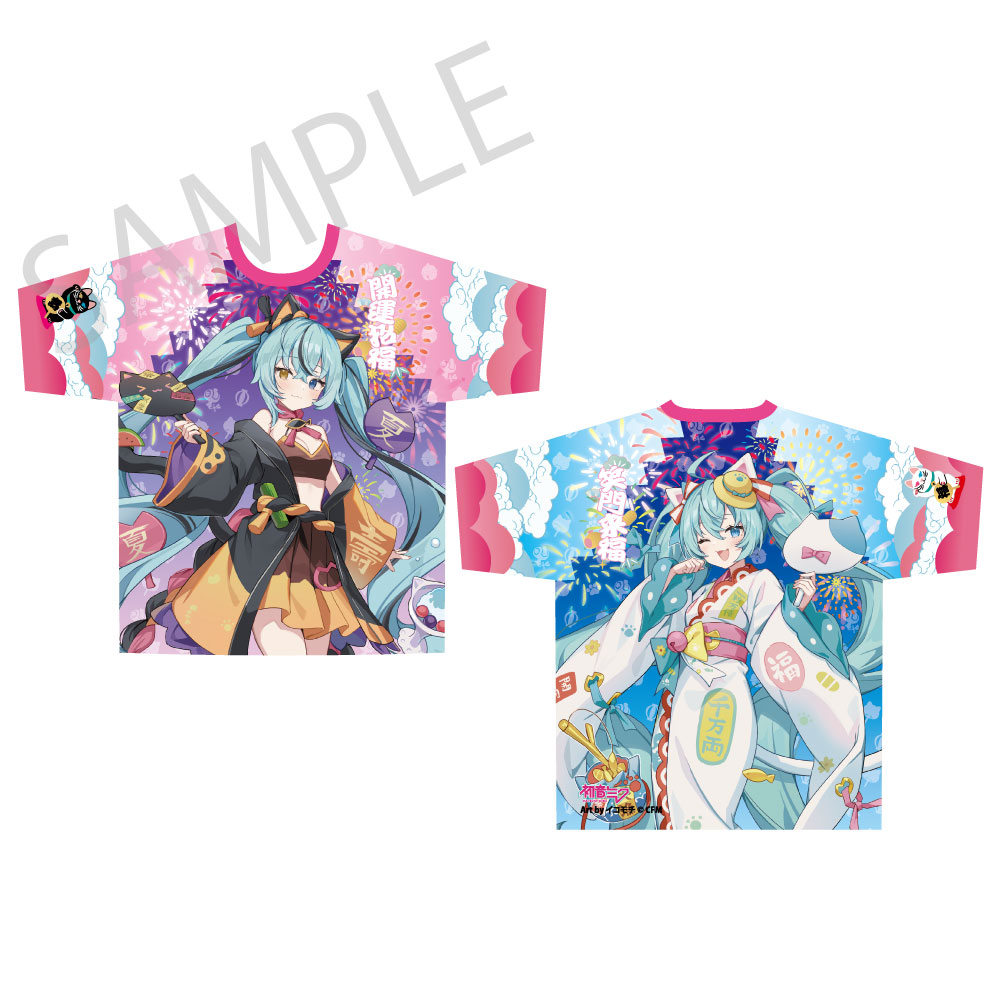 初音ミク×招き猫×真夏の熊谷_フルグラフィックTシャツ Art by イコモチ