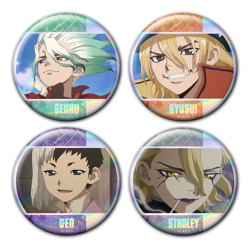 Dr.STONE_ホログラム缶バッジ4個セット 千空&龍水&ゲン&スタンリー